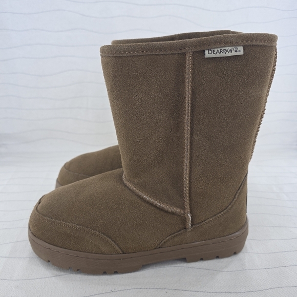 Bearpaw Unisex Brandy Brown Suede Shearling Lined Boots Size 6/7 NEW - Picture 2 of 13